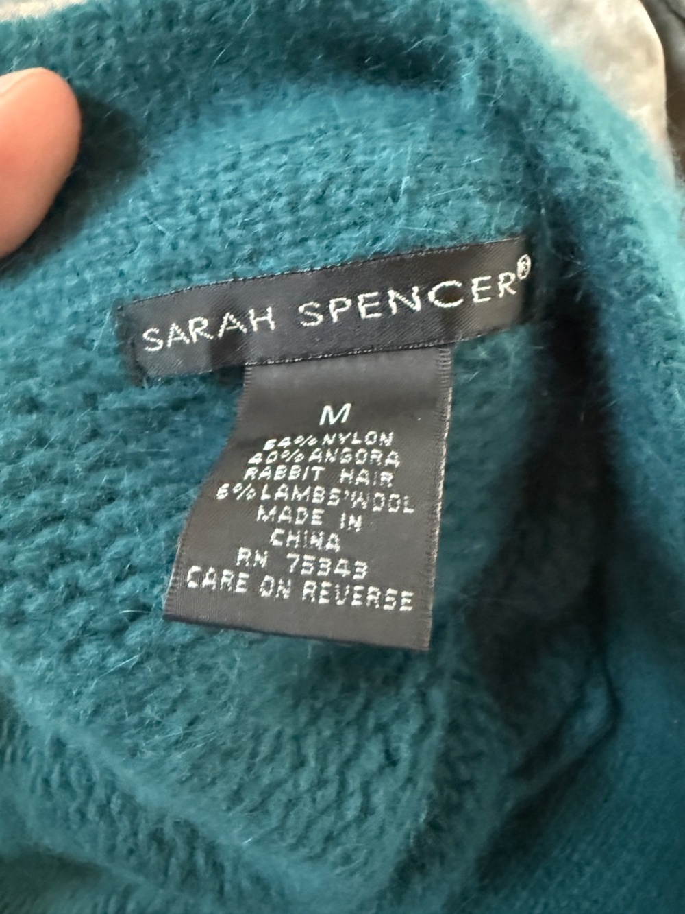 SARAH SPENCER Nylon, Angora, Lambswool Teal Sweater Cardigan M - Picture 2 of 3